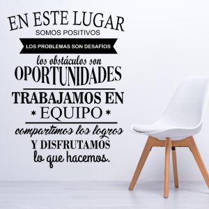 Vinilo Frase Negocio Empresa En Este Lugar.. 1mt X 60cm N/b