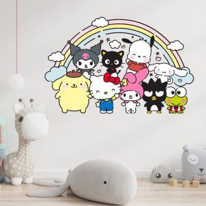 Vinilo Sanrio Hello Kitty My Melody Kuromi Y Amigos 85cm