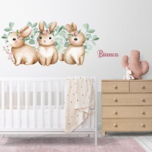 Vinilo Decorativo Conejos Infantil Impreso 130x60cm