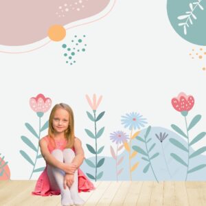 Vinilos impresos Murales diseño flores primavera infantil