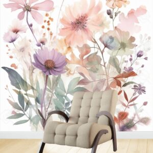 Vinilos impresos Murales diseño Artístico Flores Acuarela