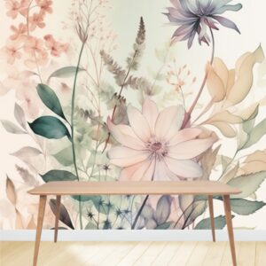 Vinilos impresos Murales diseño Flores Grandes Acuarela