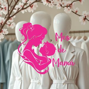 Vinilos Decorativo Vidriera Pared Modelo "Mes de Mama" Figura madre e Hijo