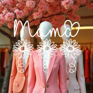 Vinilos Decorativo Vidriera Pared Modelo Feliz Dia de la Madre con Flores Margaritas 75x60cm