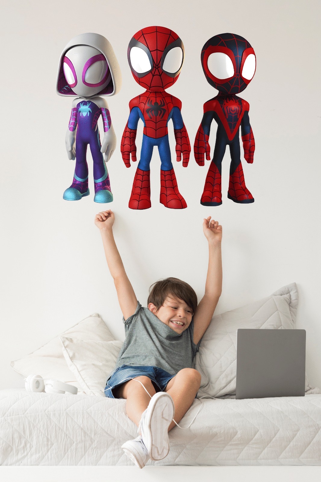 Vinilo Pared decorativo Infantil Individual Figura Spiderman sus increíbles amigos 60x60 - Imagen 3