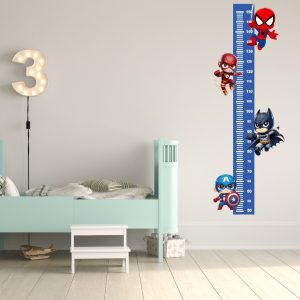 Vinilo Infantil decorativo Regla Medidor Super Héroes