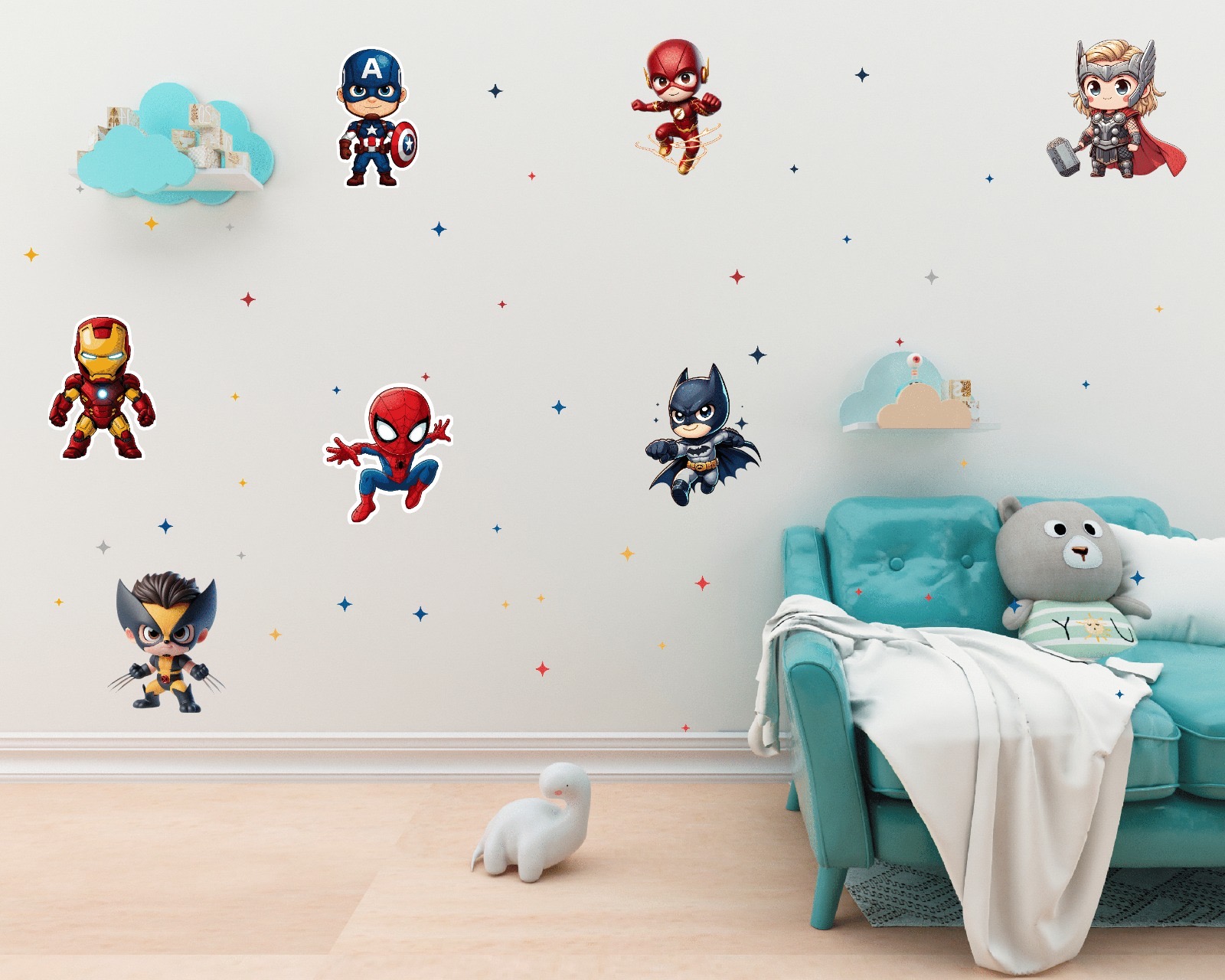 Vinilo Pared decorativo Infantil Individual Figura Spiderman Batman sus increíbles amigos 80x60 (copia) - Imagen 2