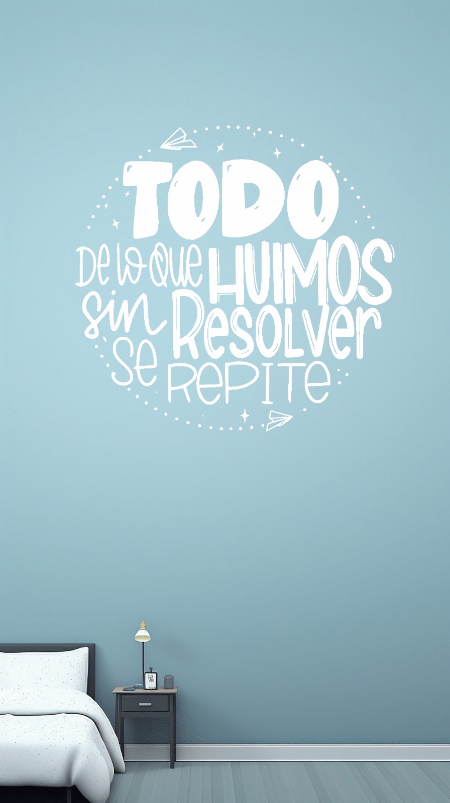 Frase Decorativa de Eduardo Galeano "Todo de lo que huimos.." 60x60cm - Imagen 4