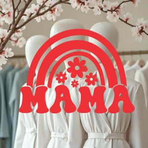 Vinilos Decorativo Vidriera Pared Modelo Feliz Dia de la Madre Arcoíris 75x60cm