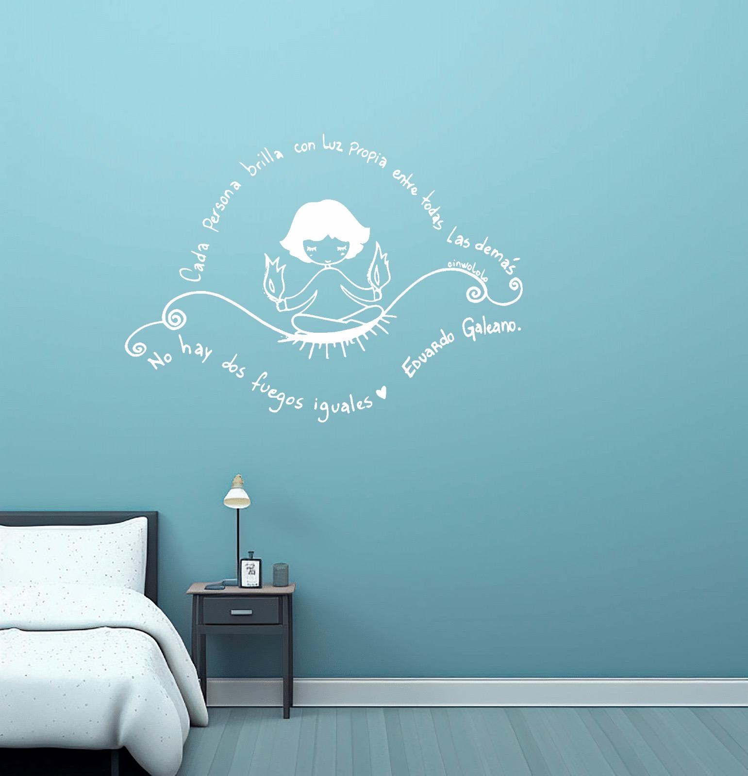Frase Decorativa de Eduardo Galeano "Cada persona Brilla con luz propia ..." 80x60cm