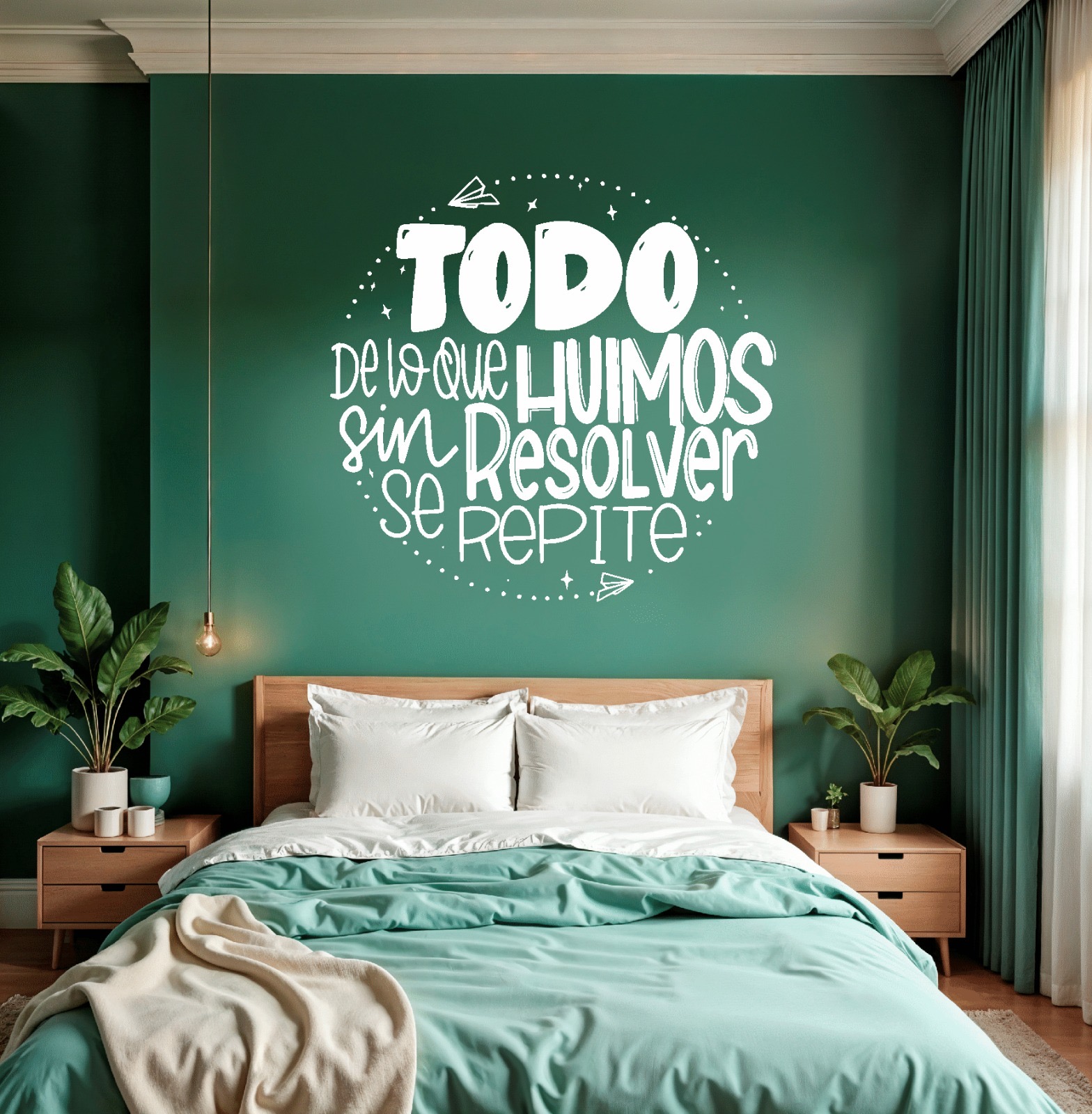 Frase Decorativa de Eduardo Galeano "Todo de lo que huimos.." 60x60cm