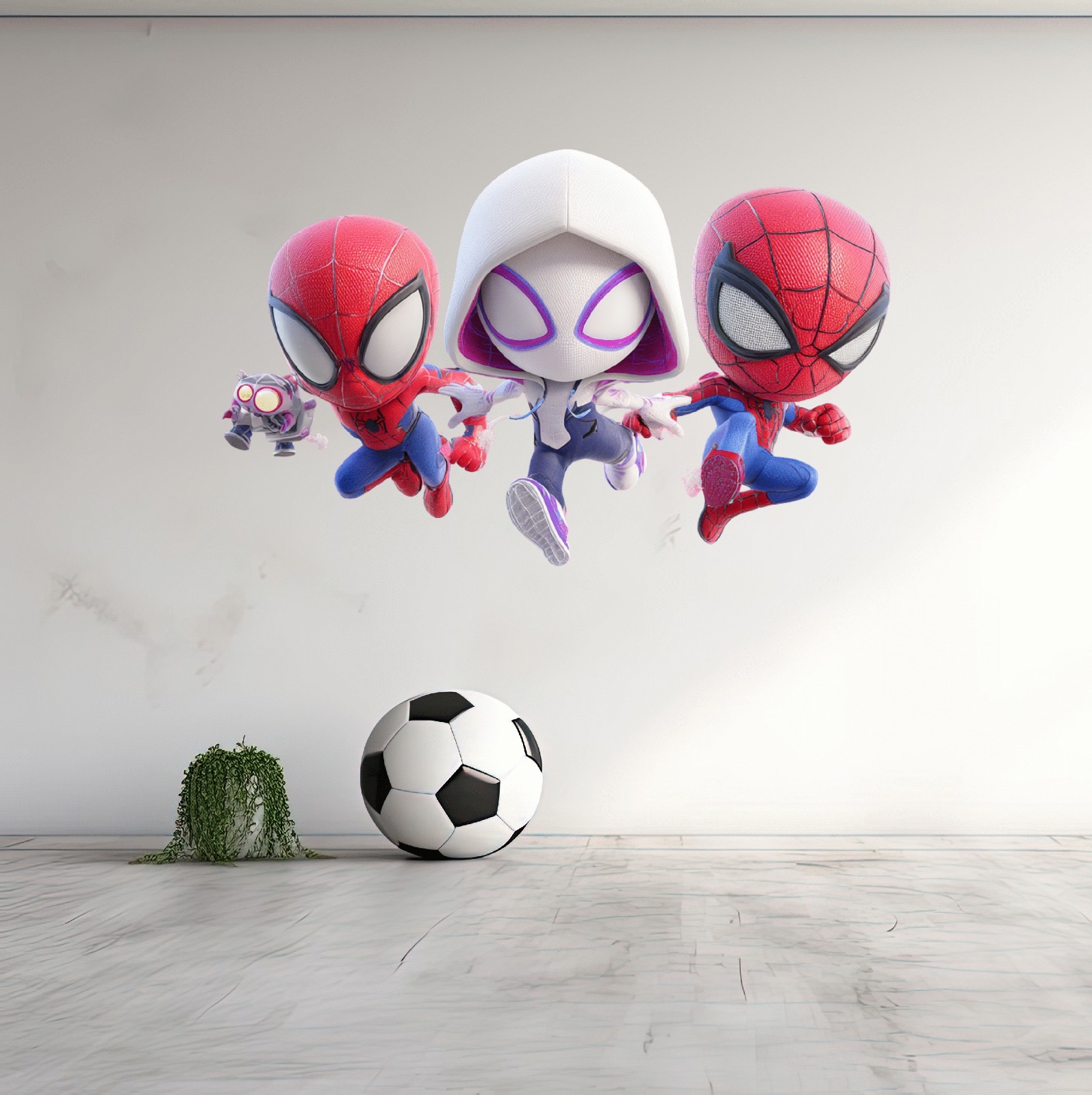 Vinilo Pared decorativo Infantil Individual Figura Spiderman sus increíbles amigos Saltando 80x50