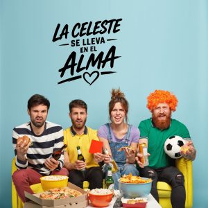 Vinilo Frase decorativa Futbol "La celeste se lleva en el alma" Uruguay 60x60cm