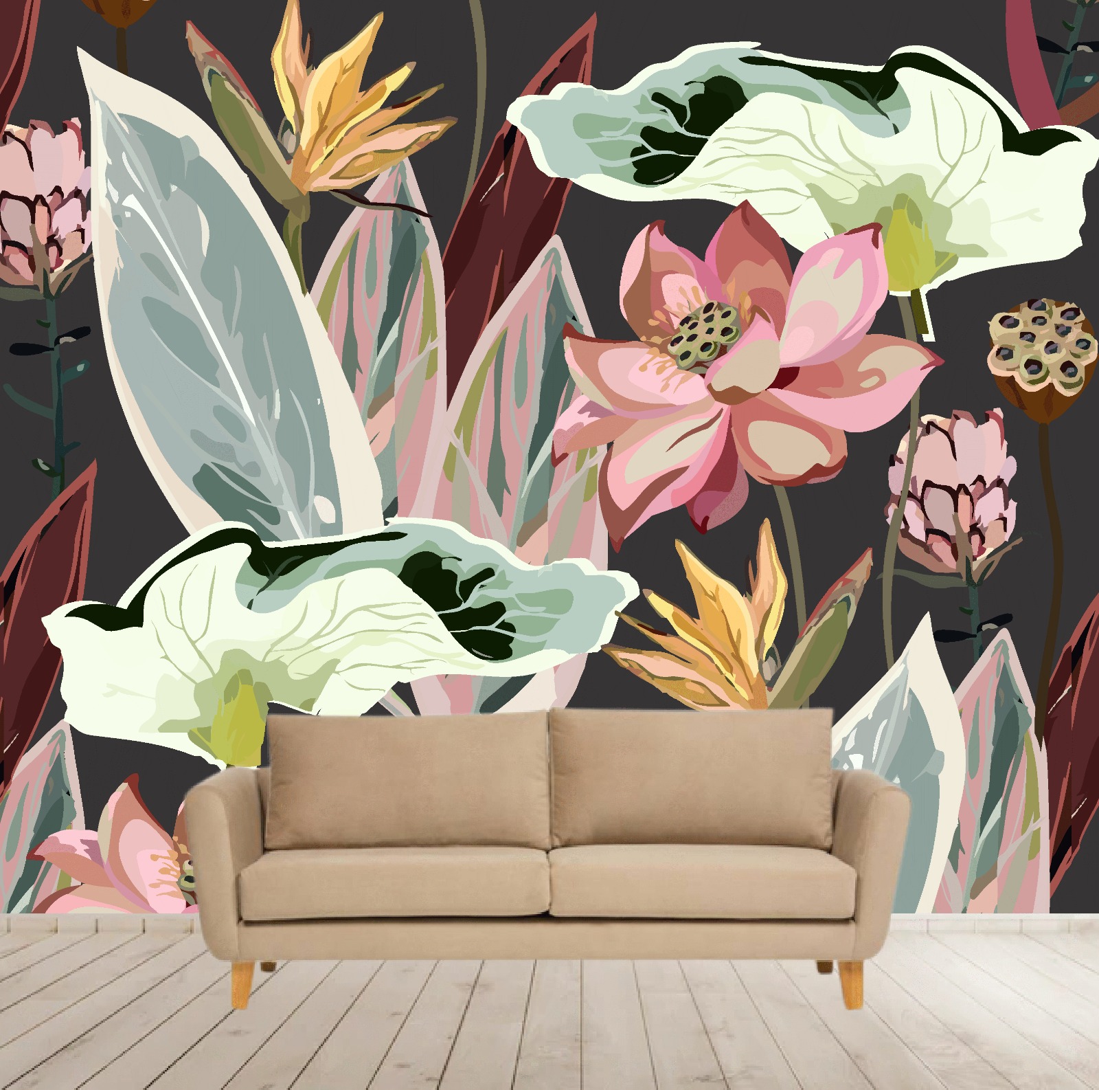 Vinilos Stickers Full color Murales diseño Flores Arte decorativo