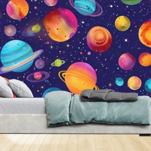 Vinilos  Sticker Full color Murales diseño Galaxia con planetas