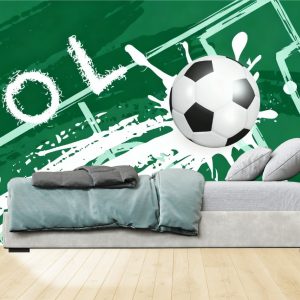 Vinilos  Sticker Full color Murales diseño Futbol pelota con Cancha verde