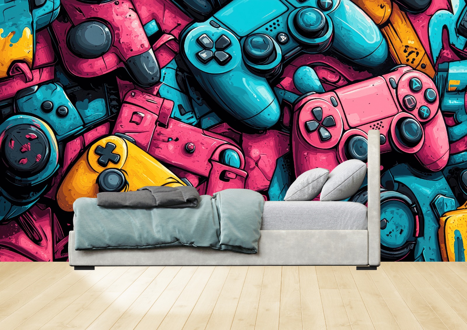 Vinilo Sticker Full color Murales diseño Fondo Joystick s Dibujo