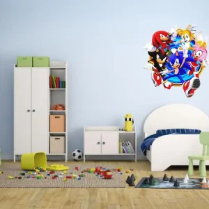 Vinilos Infantil Sonic decorativo Pared 65x60 con amigos