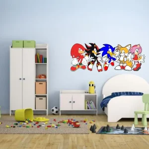 Vinilos Infantil Sonic decorativo Pared 1mx40cm con amigos