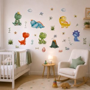 Vinilo Infantil Dinosaurios Sticker color Infantiles 80cm X 60cm FUll