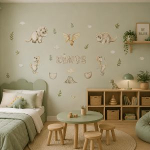 Vinilo Infantil Dinosaurios Sticker color Infantiles 80cm X 60cmCon texto