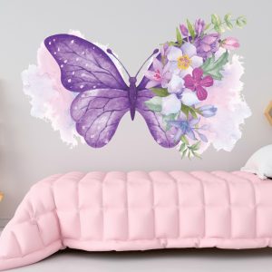 Vinilo Sticker un color Animal Full color Mariposa Decoracion violeta 80x60cm