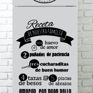 Vinilo Sticker un color Decorativo Cocina Heladera Receta Corazon