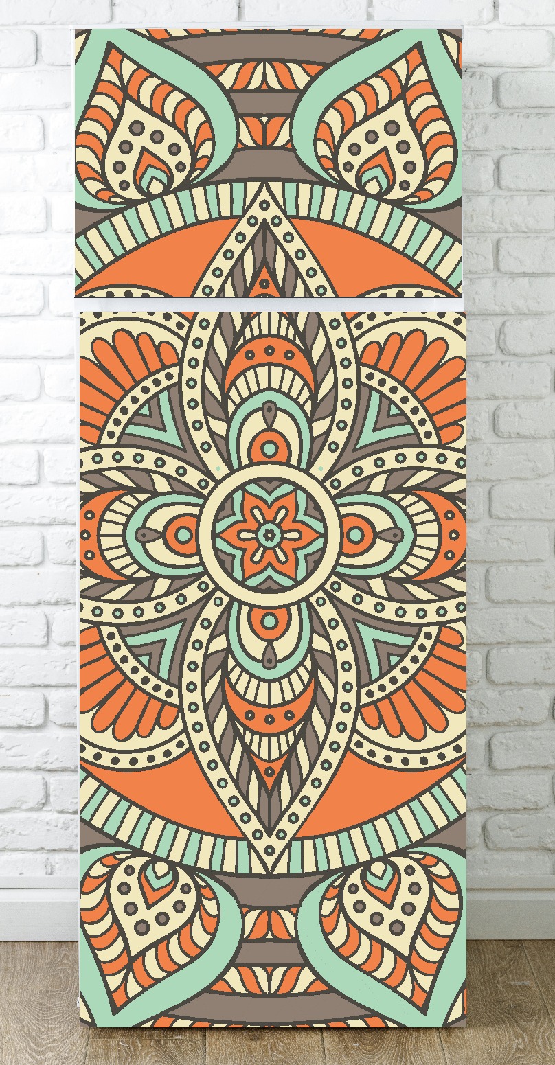 Vinilo Sticker un color Decorativo Cocina Heladera Fondo Mandala Marron