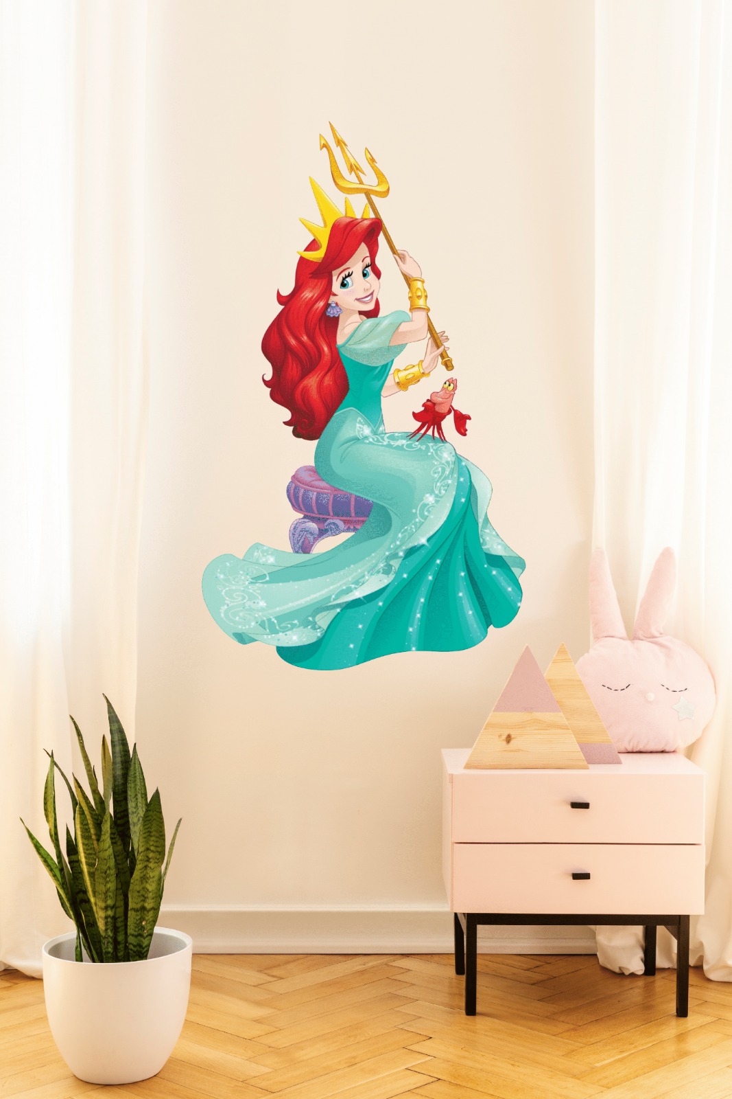 Vinilo Sticker Full color Infantil decorativo La sirenita Ariel con Tridente - Imagen 3