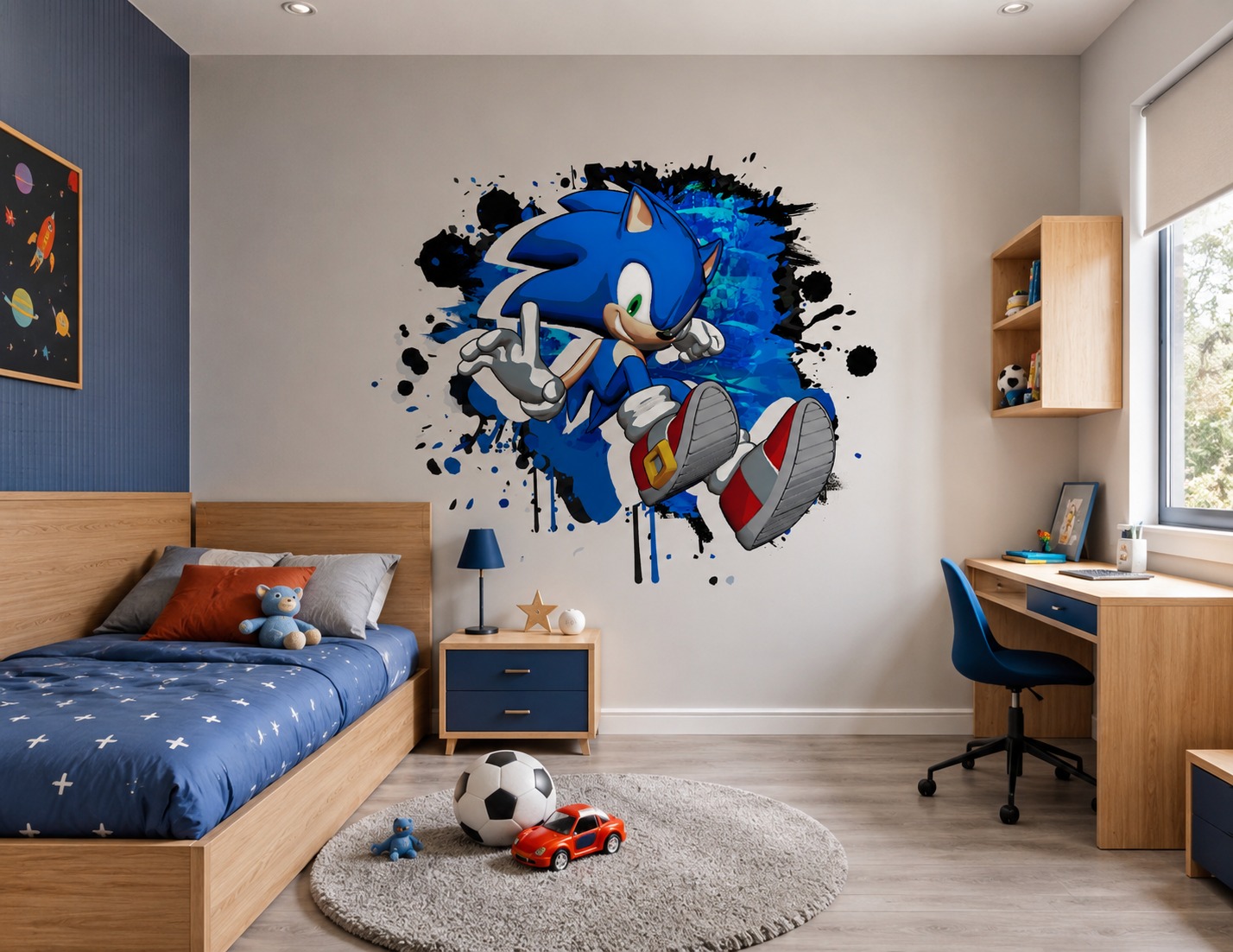 Vinilos Infantil Sonic decorativo Pared 65cmx60cm - Imagen 2