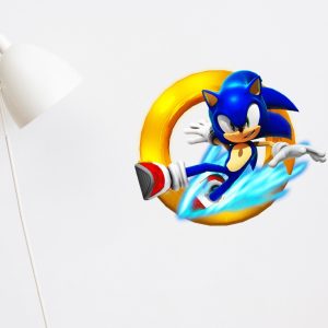 Vinilos Sticker Infantil Sonic decorativo Aro Dorado Run Pared 65cmx60cm