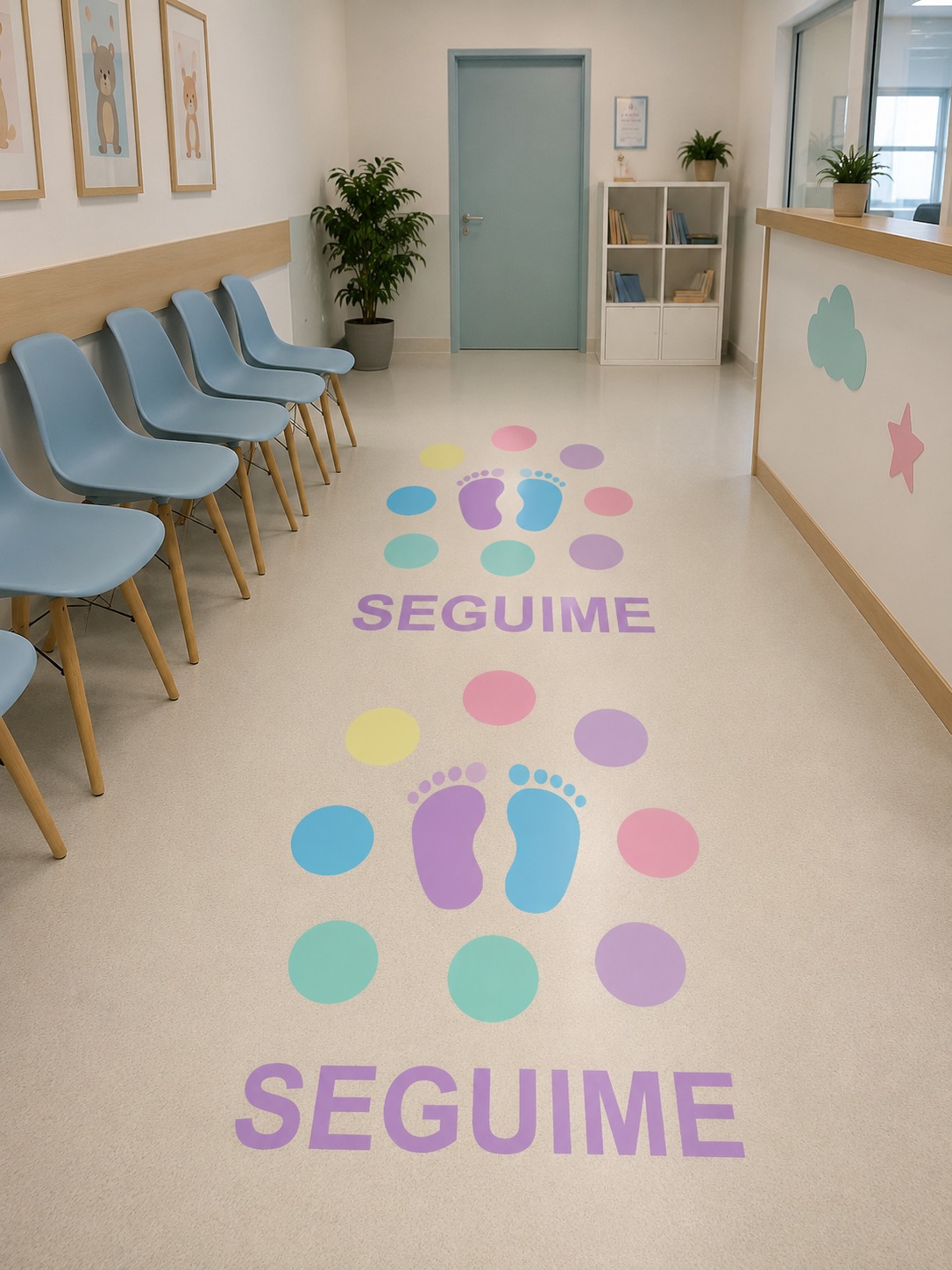 Vinilos Sticker Infantil JUego de Piso Segui mis pasos Antideslizante Sensorial 140x60cm - Imagen 2