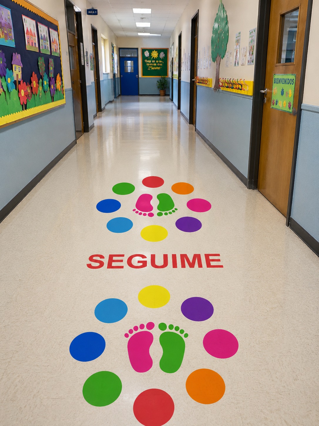 Vinilos Sticker Infantil JUego de Piso Segui mis pasos Antideslizante Sensorial 140x60cm - Imagen 4