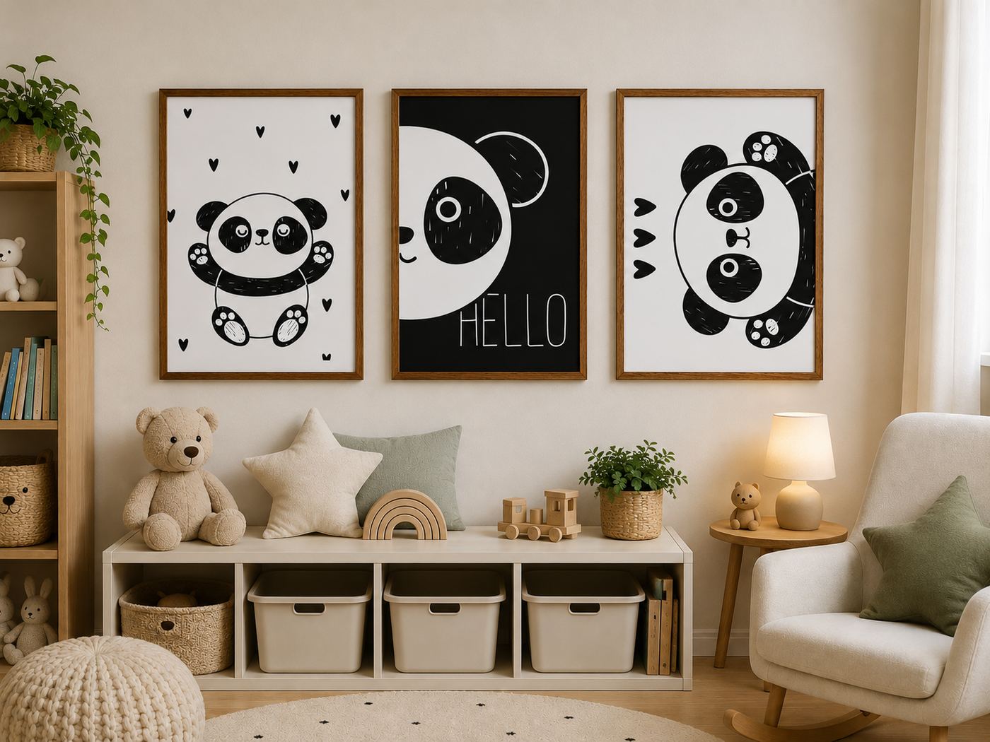 Pack x 3 Cuadros de Oso Panda
