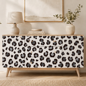 Vinilos Sticker Full Color Murales diseño Animal print Colores Jaguar Gris y negro