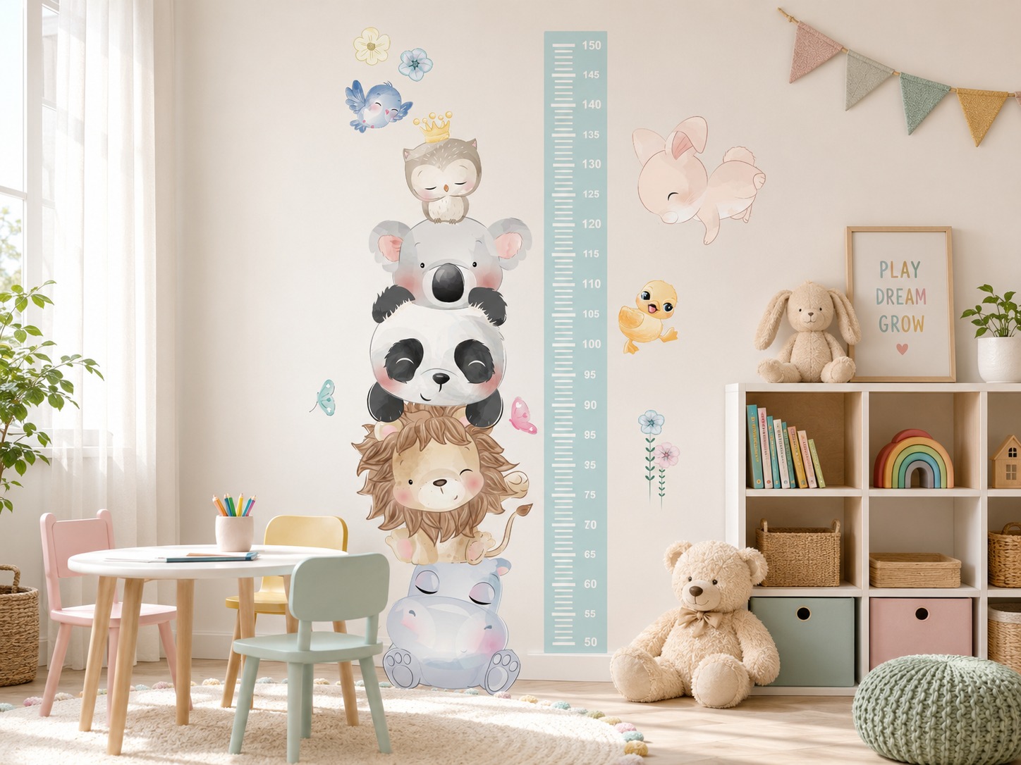 Vinilo Sticker Infantil decorativo Regla Medidor Animales de la selva 105x40 - Imagen 5