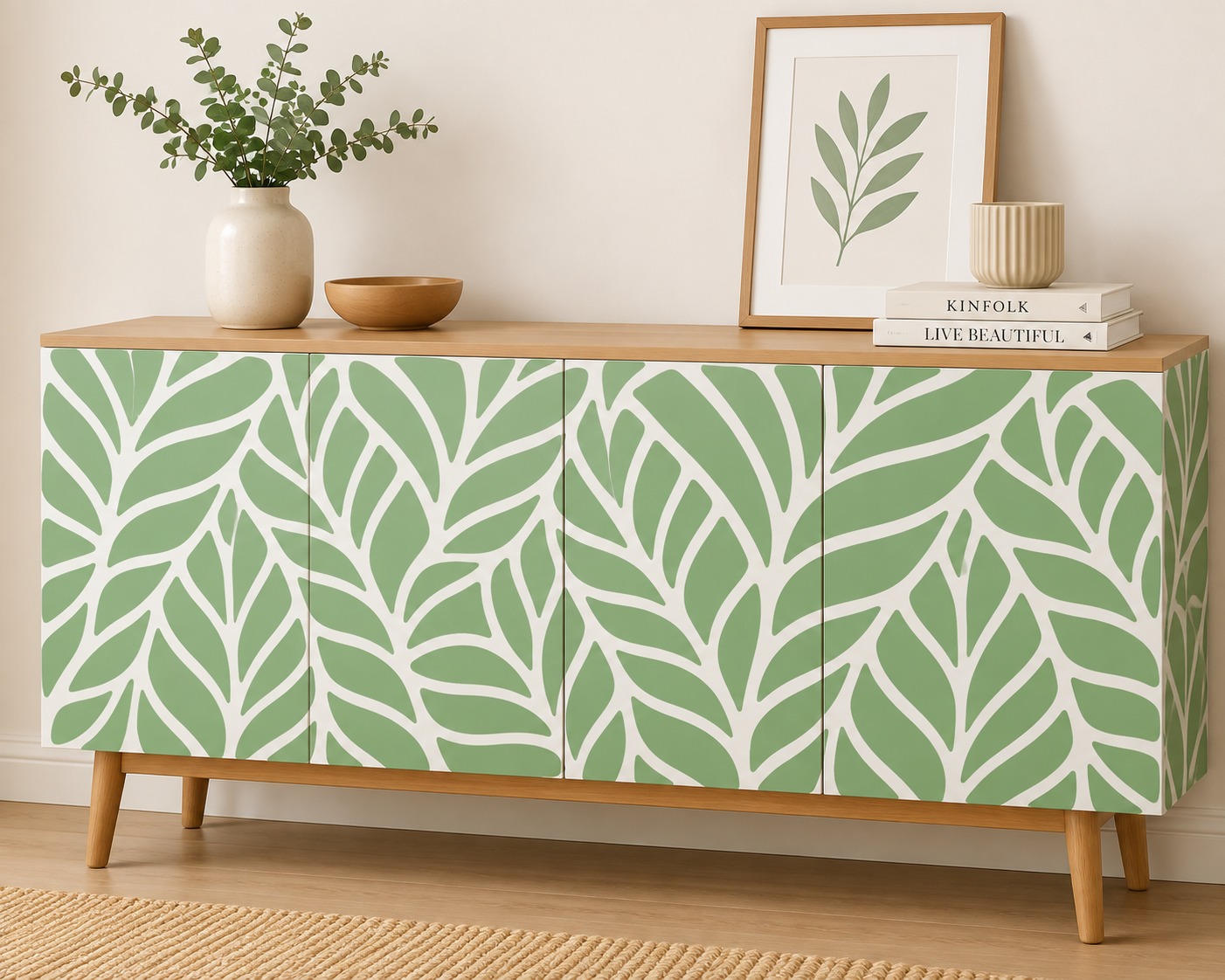 Vinilos Sticker Full Color Murales diseño Hojas verdes Grandes
