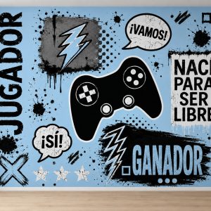 Vinilos Sticker Full Color Murales diseño Gamer color Celeste