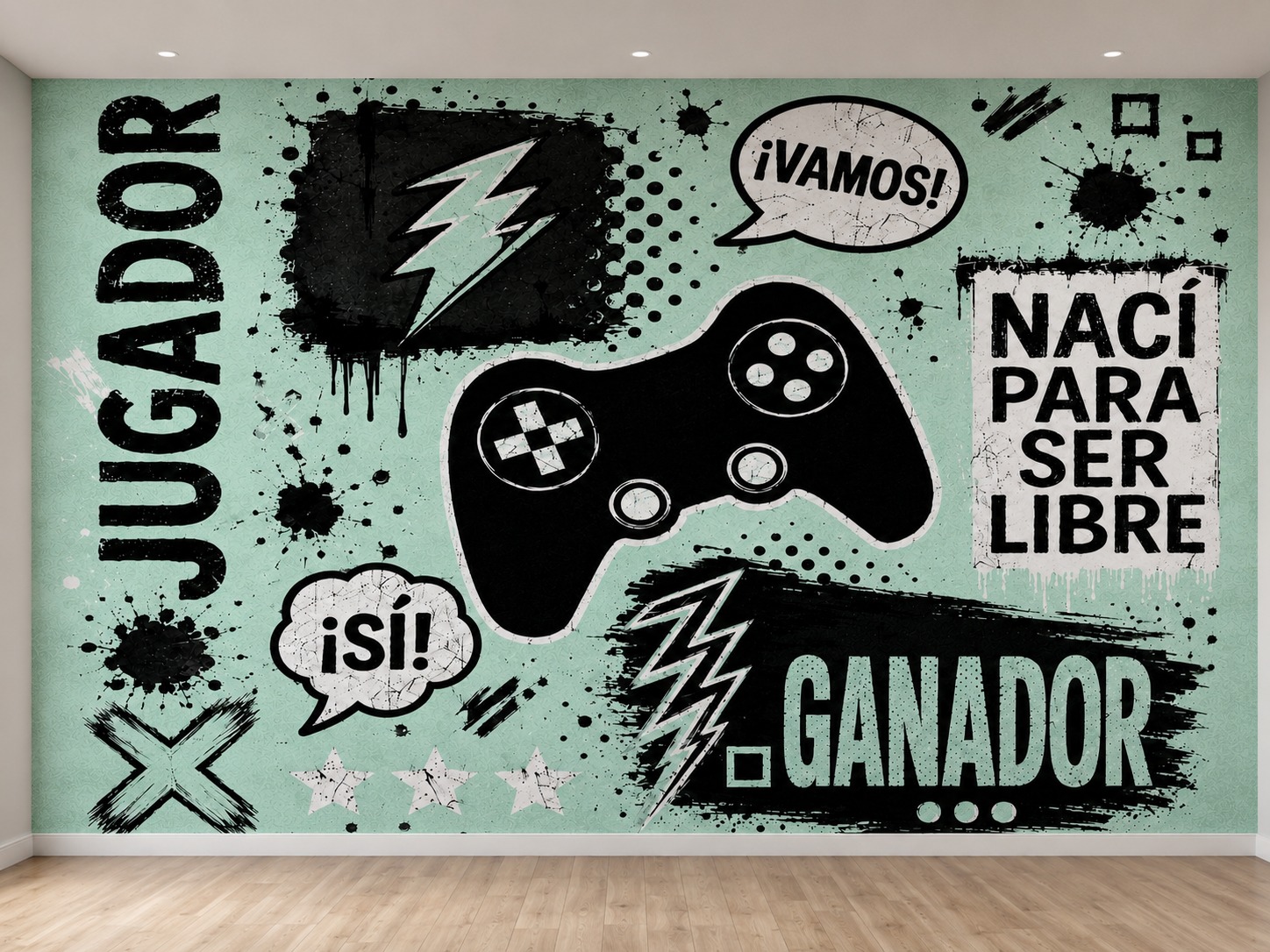 Vinilos Sticker Full Color Murales diseño Gamer color Aqua - Imagen 2