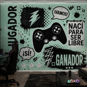 Vinilos Sticker Full Color Murales diseño Gamer color Aqua