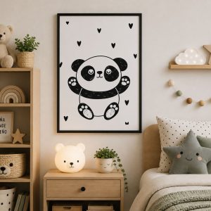 Cuadros de Oso Panda Corazones feliz