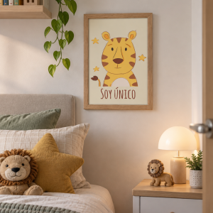Cuadros de la Colección  "Soy" Animales de la selva Tigre Soy unico