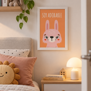 Cuadros de la Colección  "Soy" Animales de la selva Conejo Rosa Soy Adorable