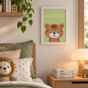 Cuadros de la Colección  "Soy" Animales de la selva Tigre Soy Inteligente