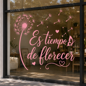 Vinilo Sticker un color Decorativo Primavera Vidriera Pared 60x60cm "Es tiempo de Florecer"