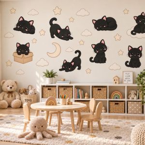 Vinilo Sticker decorativo de gatitos negros 90x60cm