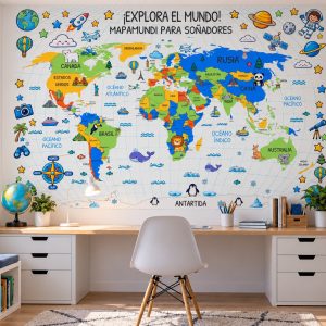 Vinilos Sticker Mapamundi infantil para soñadoras y soñadores