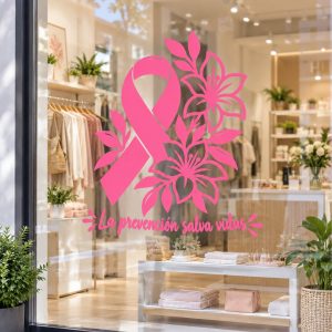 Vinilo Decorativo Octubre Rosa Para Vidrieras Comercios "Octubre Rosa"