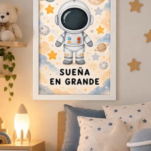 Cuadros Del Espacio Astronautas con frase "Suena en grande"
