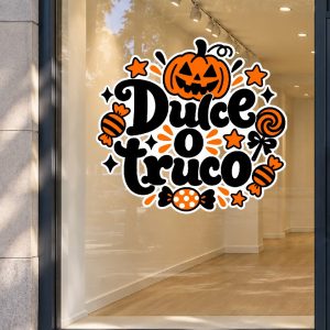 Vinilo Sticker un color Decorativo Vidriera Dulce o truco Halloween 60x60Cm